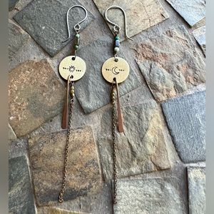 Sun and moon earrings handmade NEW